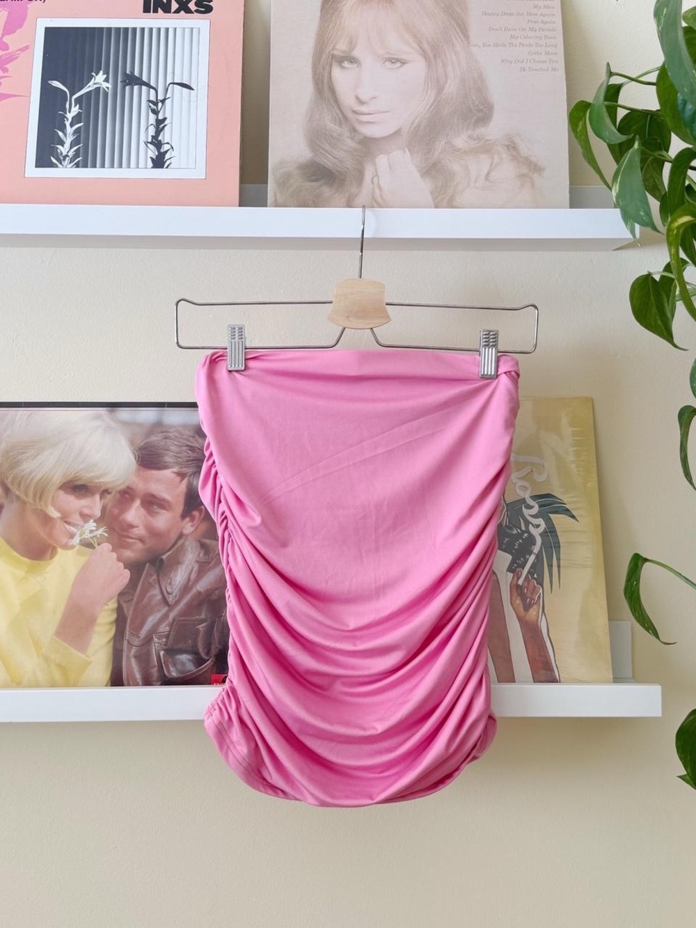 Pink Ruched Tube Top